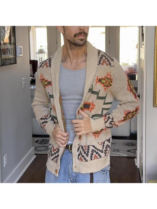 Urban Outfitters Other - 🧶 Urban Outfitters Southwestern Shawl Cardigan — Cream Multi — Men’s S/M